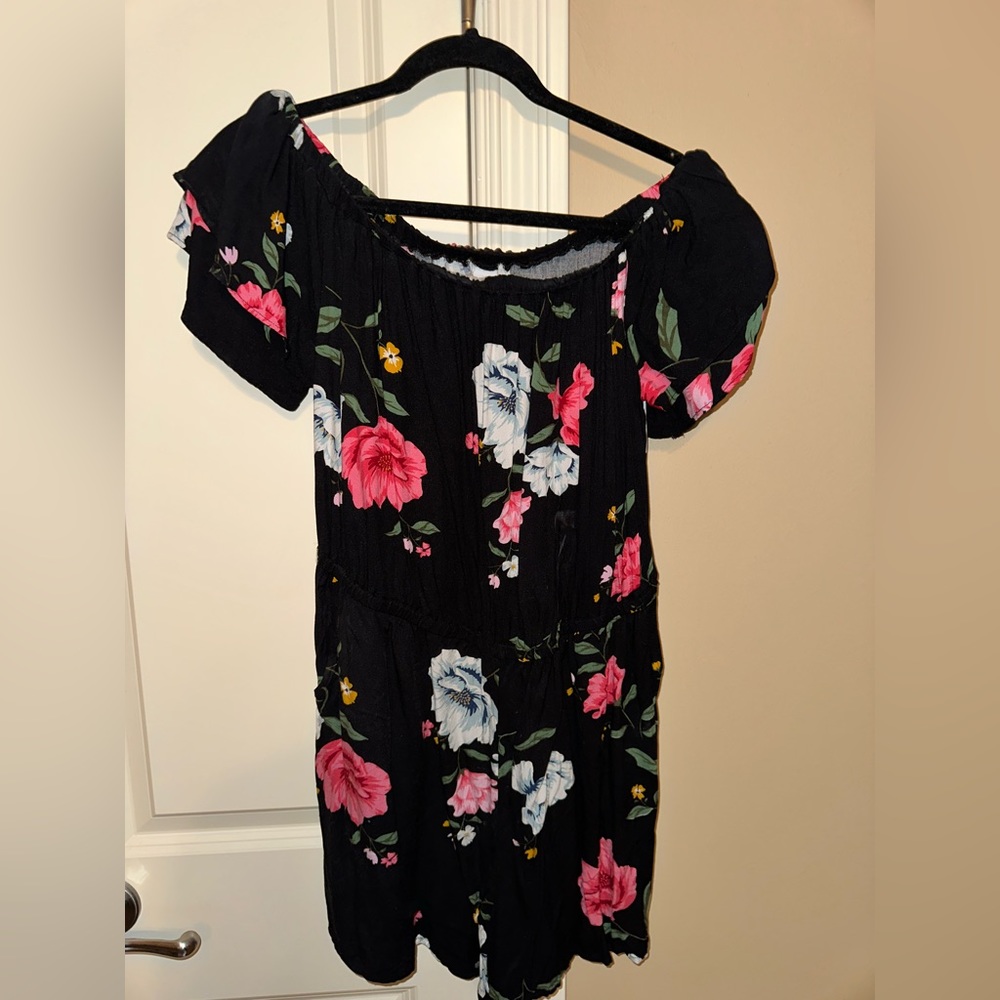 Off the Shoulder Ruffle Floral Romper